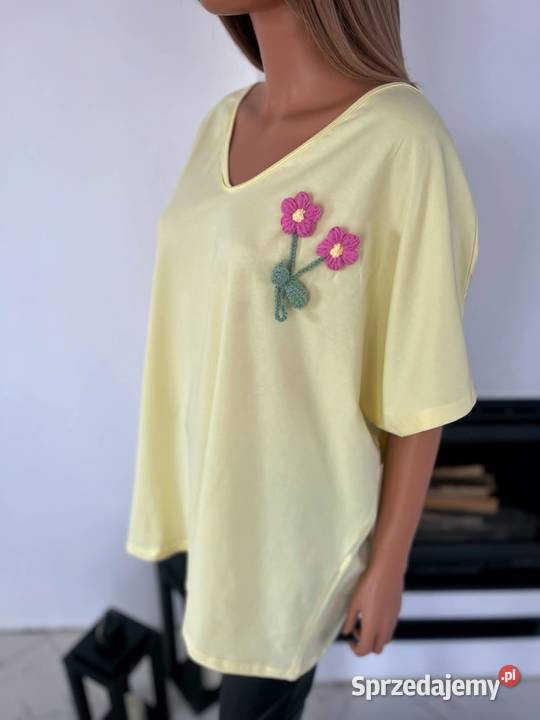 Bluzka cytrynowa oversize bawełniana luźna Rozmiar 52