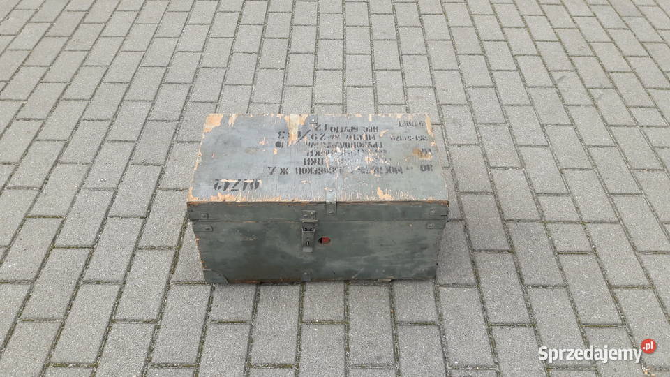 Skrzynka skrzynia wojskowa drewniana Vintage Gdynia