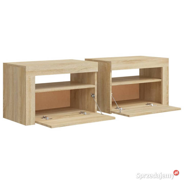 Szafki nocne z LED 2 dąb sonoma 60x35x40