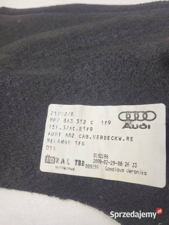 BOCZEK BAGAŻNIKA PRAWY AUDI A3 CABRIO 8P7863312C osobowe sprzedam