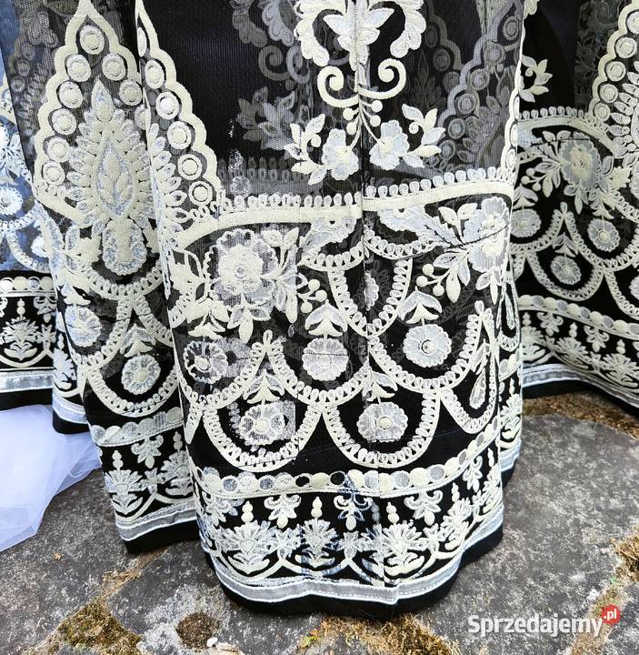 Czarna suknia balowa L 40 kwiaty floral Szczecin