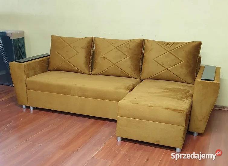 Welurowy uniwersalny narożnik Rodos z półką