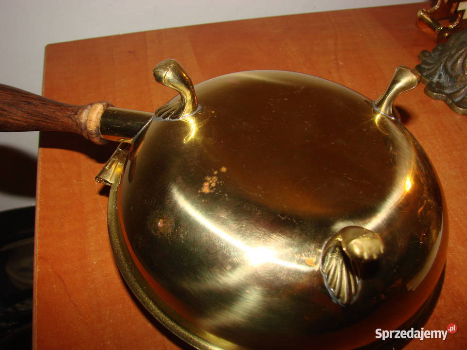 mosieżny herbowy rondelek z pokrywką pomorskie Pruszcz Gdański