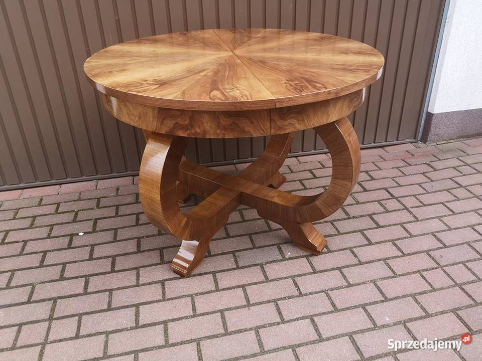 Stół ArtDeco 108 Okrągły Orzech Unikat Antyk Swarzędz