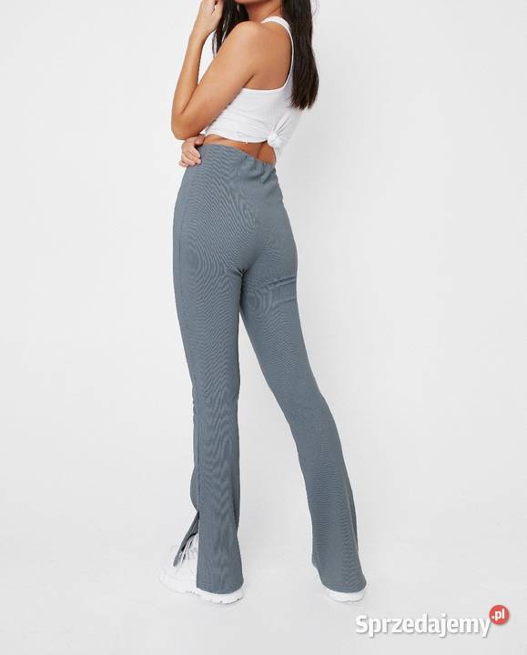 NASTY GAL spodnie dzwony legginsy prążkowane 38 Kalisz