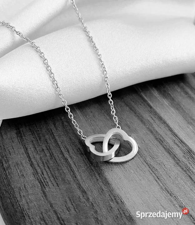 Nowy wisiorek łańcuszek z sercami stal