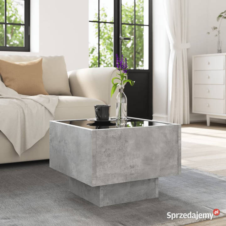 Stolik boczny z LED szarość betonu 40x40x30 Warszawa