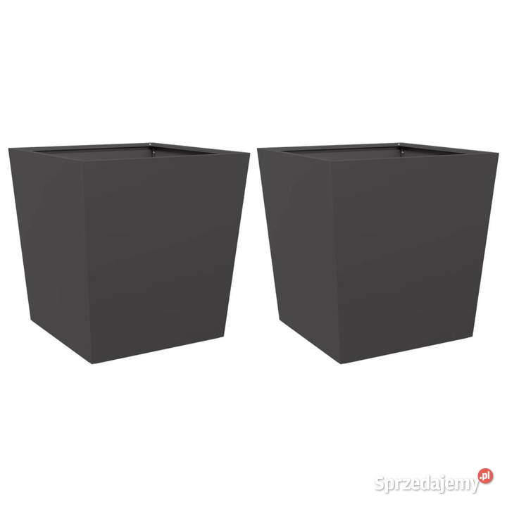 Donice ogrodowe czarne 2 50x50x50 stal WM851067