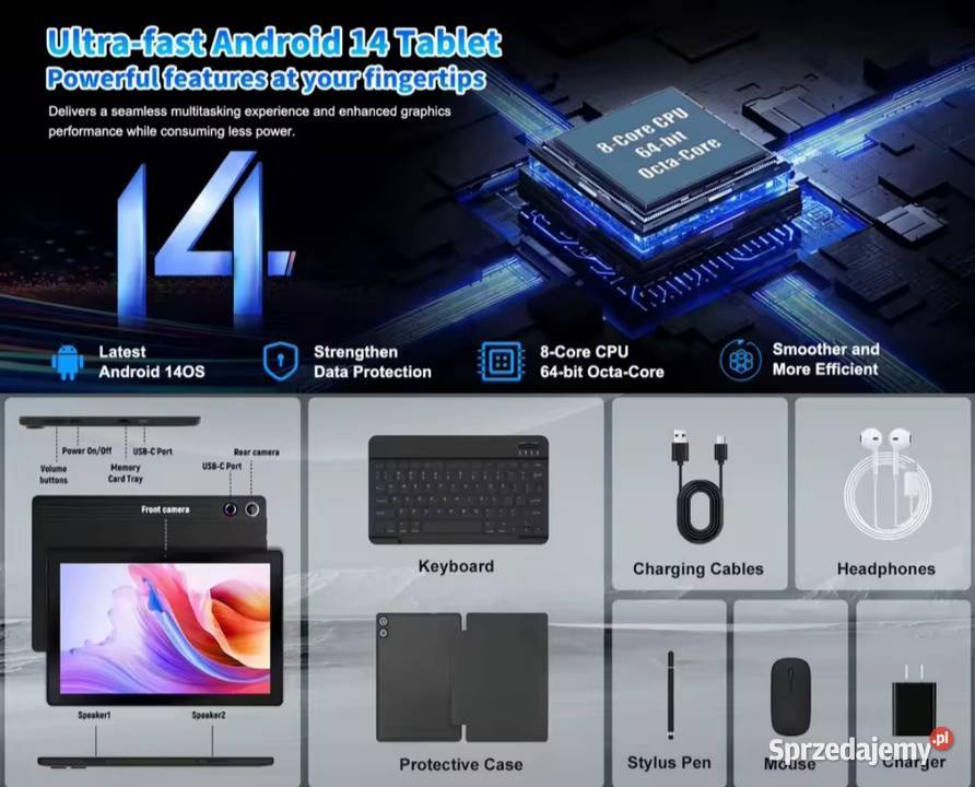 Tablet 10 URAO Android 14 zestawTablet URAO z Tablety i palmtopy Chrzanów