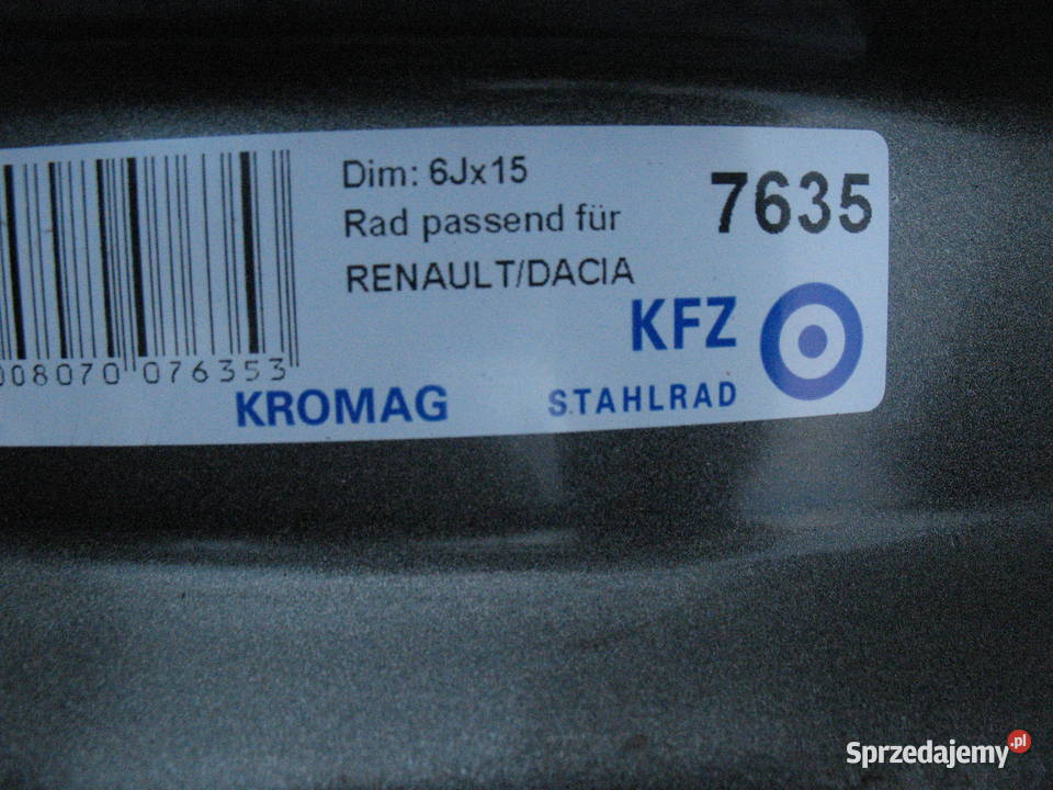 felgi stalowe 15 4x100 renault dacia megane lubelskie Lublin sprzedam