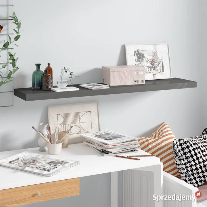 Półka ścienna wysoki połysk szara 120x235x38 MDF Warszawa