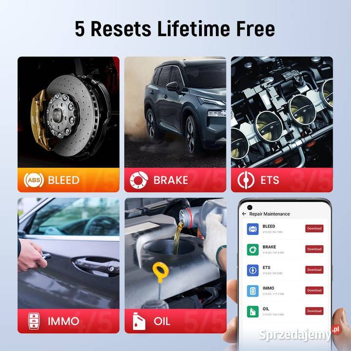 Thinkcar db6 wszystkie systemy auta 5 funkcji Interfejsy diagnostyczne