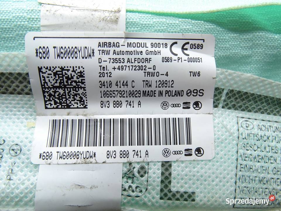 KURTYNA POWIETRZNA AIRBAG LEWA 8V3880741A AUDI osobowe