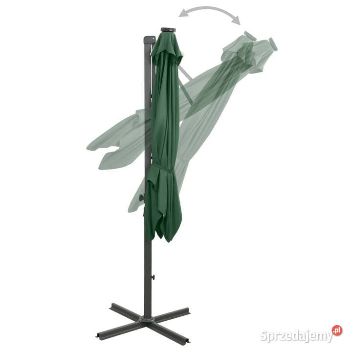 Parasol wiszący z LED i słupkiem zielony 250 sprzedam