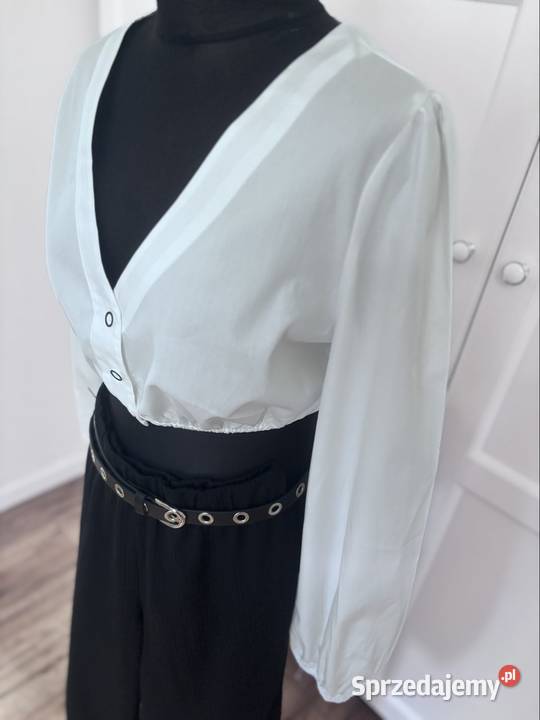 Top bluzka koszulowa z bufiastymi rękawami