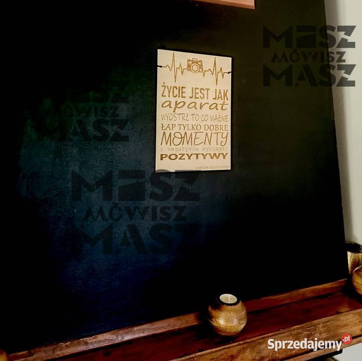 Plakat drewniany Życie jest aparat Prezent Racot