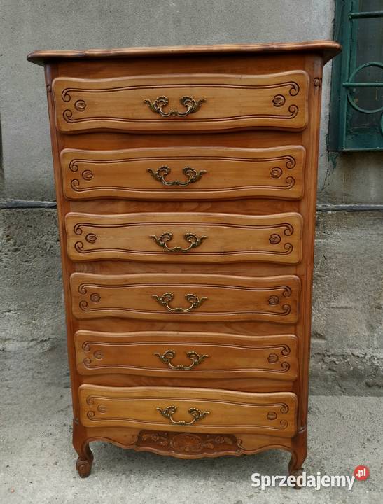 Wysoka dębowa stylizowana komoda szyfoniera Wałbrzych