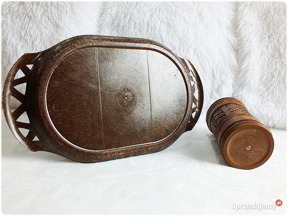 Serwetnik Taca Z Ch Uranium Komplet PRL Pojemnik Żary