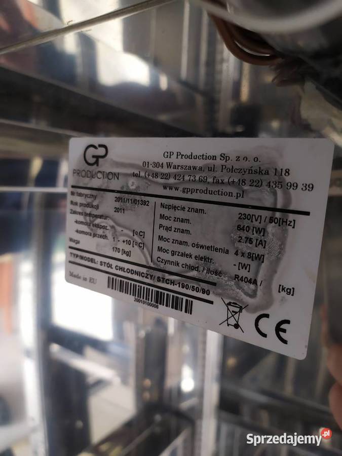 Stół chłodniczy GP PRODUCTION STCH 1905087 mazowieckie Kazuń Polski