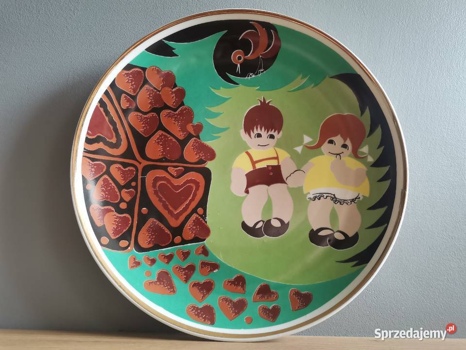 Stara patera talerz Jaś i Małgosia porcelana Katowice