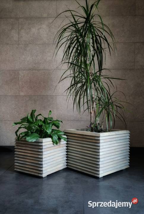 Donica drewniana 3D nowoczesna styl industrialny Doniczki i osłonki Kalety