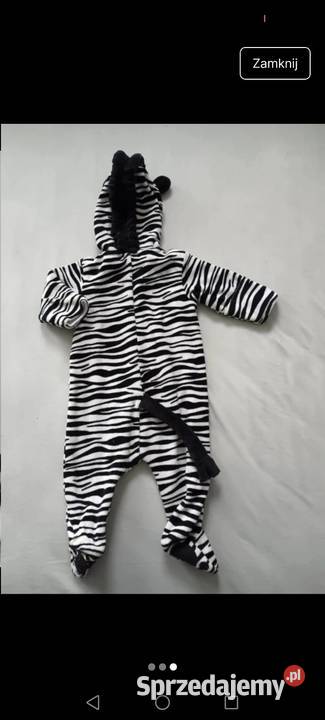 Piżama jednoczęściowa pajacyk niemowlęcy zebra uniseks Krosno
