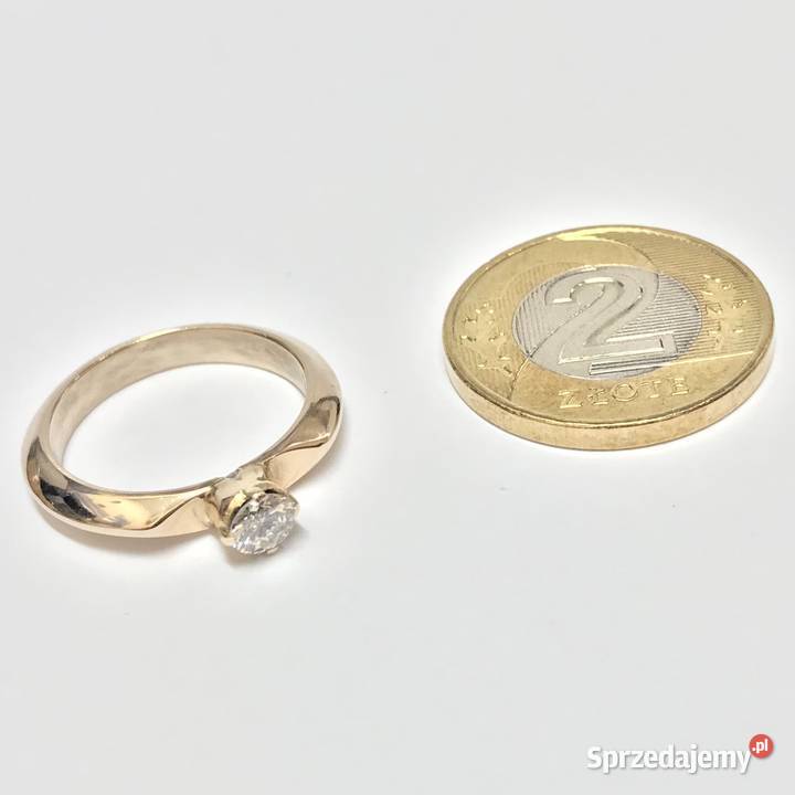 PIERŚCIONEK z różowego złota 14K BRYLANT 030ct złote Pierścionki Warszawa sprzedam