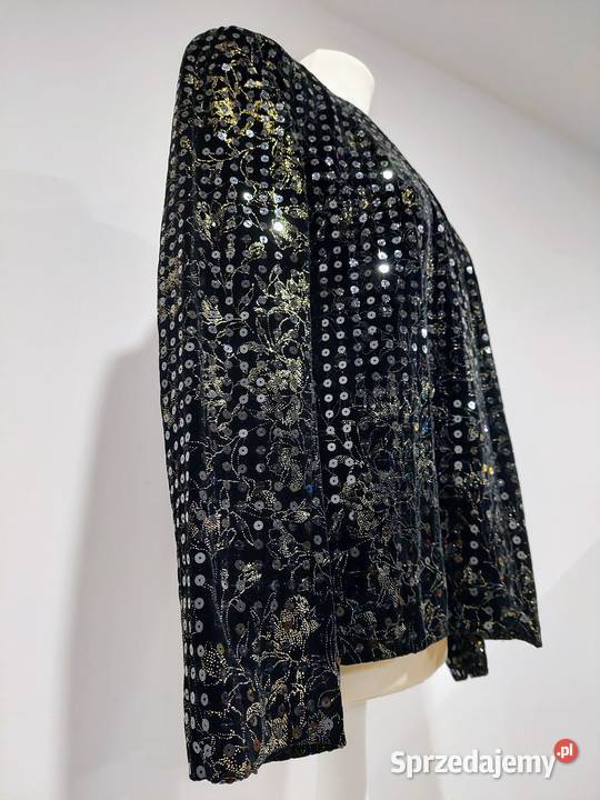 Marynarka vintage czarna z cekinami elegancka mazowieckie Józefów