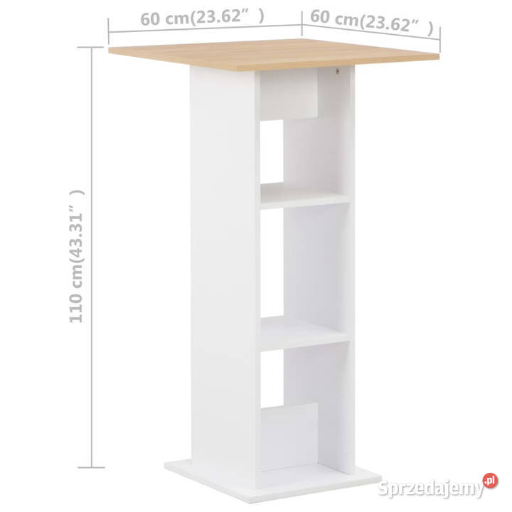 Stolik barowy biel i dąb sonoma 60 x 60 x 110 Stoły