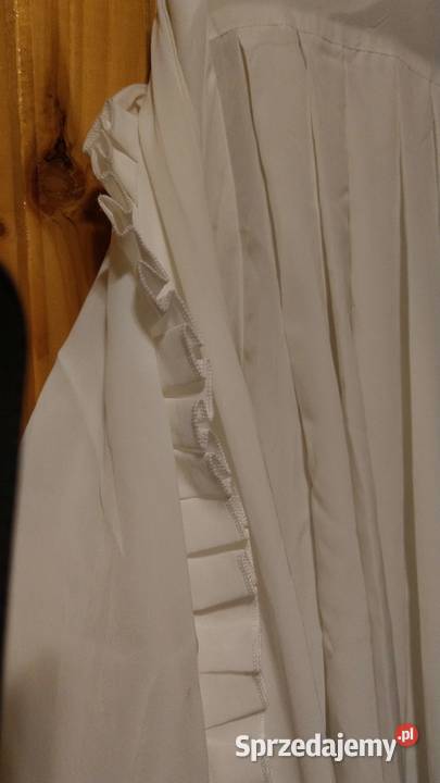Biała bluzka koszula falbany plisy ukryte guziki Warszawa