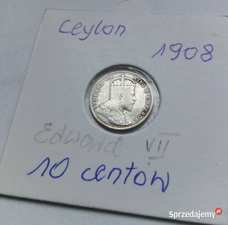 CEYLON10 CENTÓW1908 r SREBRO 0800EDWARD V sprzedam