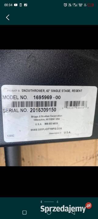 Odśnieżarka wirnikowa Made USA Briggs do traktor Chrzanów sprzedam