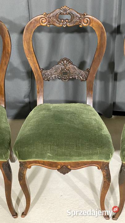Komplet 6 rzeźbionych krzeseł w stylu Gryfice