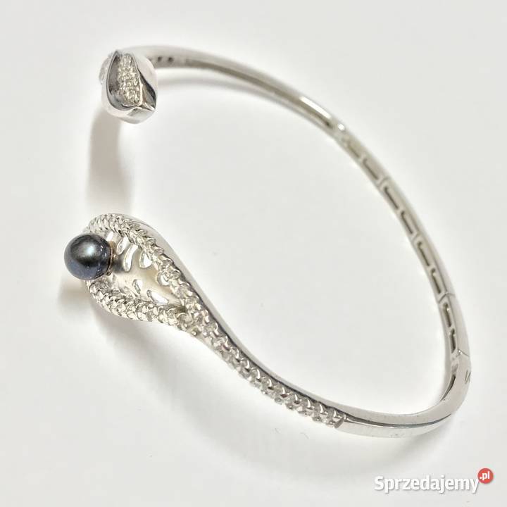 Złota BRANSOLETKA BIAŁE złoto i CZARNE perły Warszawa