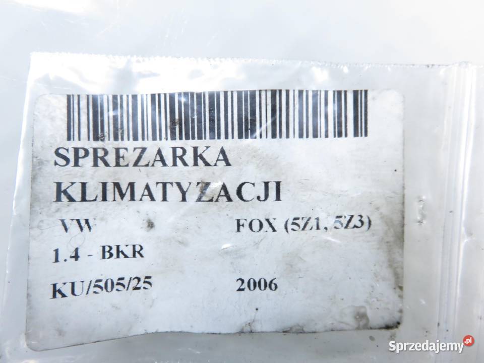 KOMPRESOR KLIMATYZACJI VW FOX 5Z1 5Z3 14 BKR Kompresory klimatyzacji małopolskie
