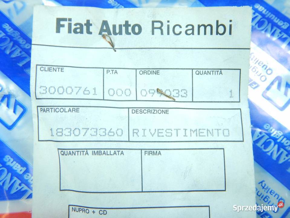OSŁONA FOTELA LEWA WEW FIAT PUNTO 9903 ORYGINAŁ