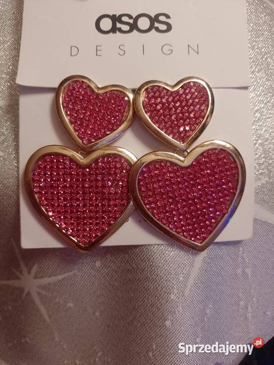 ASOS Różowe Bogato zdobione kolczyki serca z Kraków sprzedam