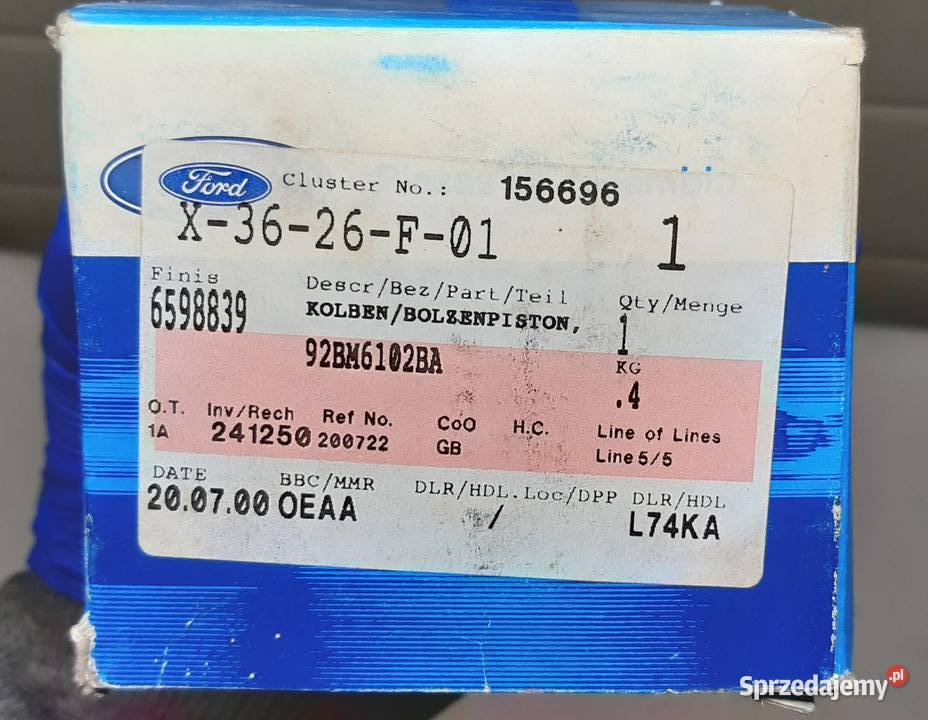 TŁOK FORD ESCORT MK V MK VI FORD KA 9608 osobowe