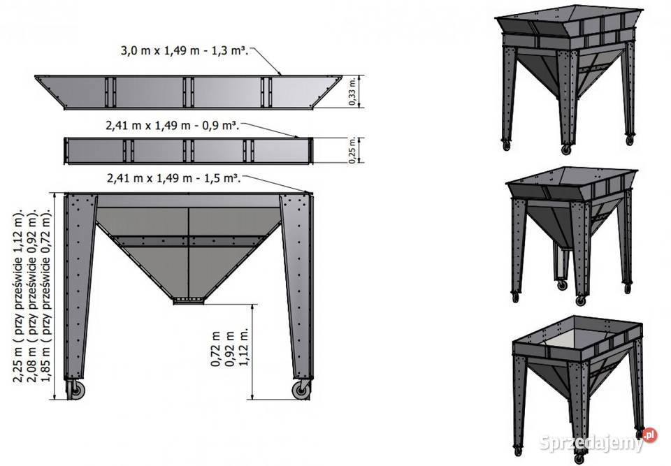 Kosz zasypowy przeładunkowy do zboża i Partynia