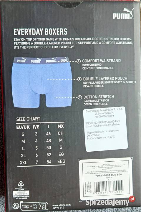 PUMA bokserki męskie 2pak rozmiar L 9096 95 sprzedam
