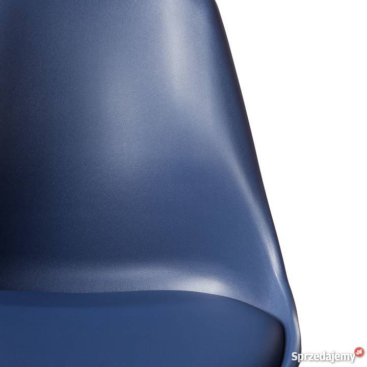 Krzesło LANGFORD granatowe plastik nogi lity buk śląskie