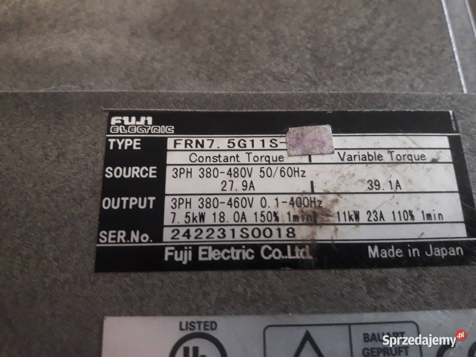 Falownik fuji 75kW FRN 7 5G11S4 Pszczyna