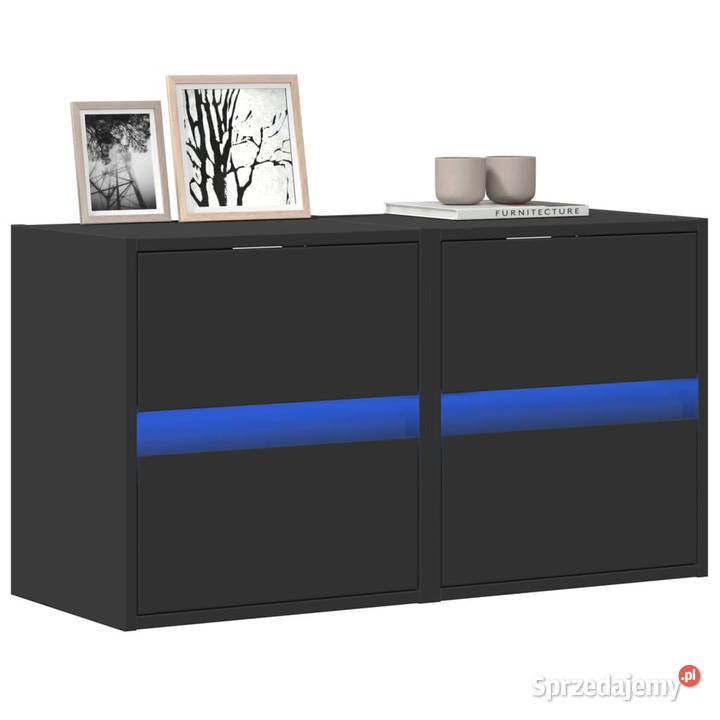 Ścienne szafki TV z LED 2 czarne 41x31x45 mazowieckie