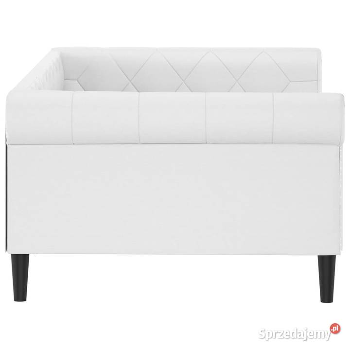 Sofa z funkcją spania biała sztuczna skóra Warszawa
