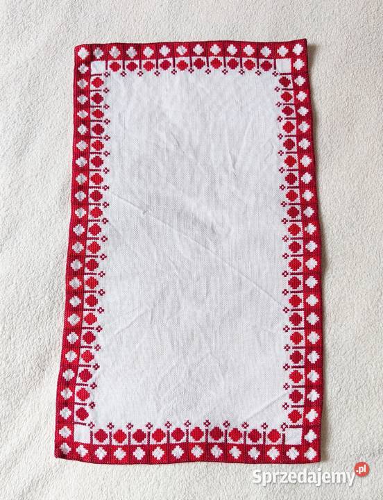 Ręcznie haftowana serweta serwetka bieżnik len Obrusy i serwety Szczecin sprzedam