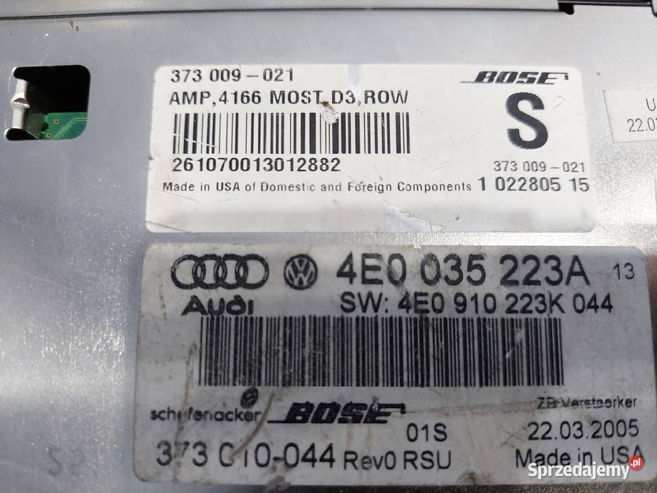 Wzmacniacz BOSE Oryginalny Audi A8D3 Wzmacniacze