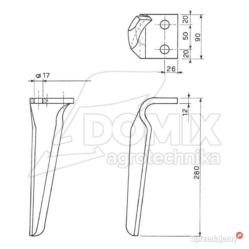 Ząb brony aktywnej Maschio 90x12mm 27100209