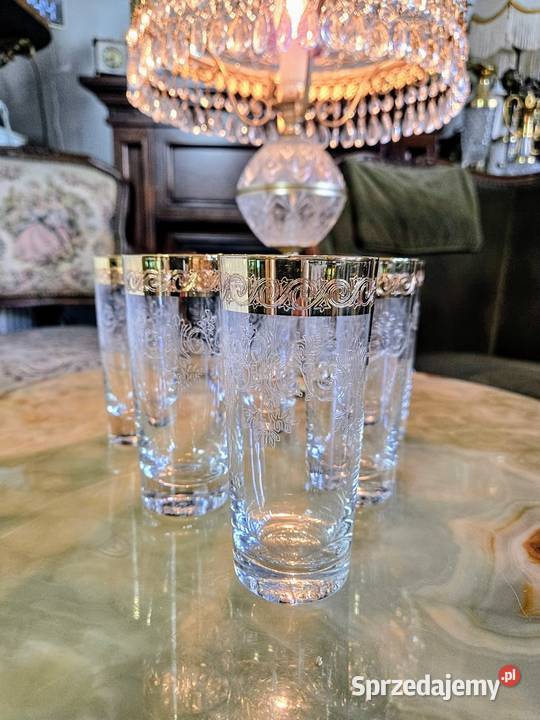 Kieliszki Kryształowe zdobione złotem Murano Kalisz