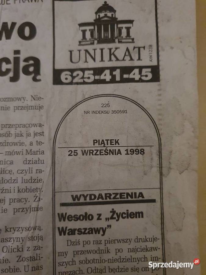 Stara gazeta Życie Warszawy 1998 r
