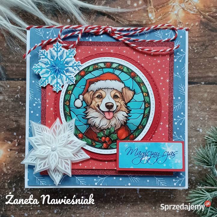 Kartki świąteczne Boże Narodzenie z pupilem psy Rękodzieło małopolskie Mszana Dolna sprzedam